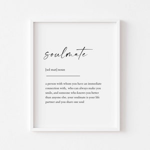 Soulmate Definition Print - Unique Christmas Gift For Her - Gift For Him - Personalised Christmas Gift For Girlfriend, Wife, Boyfriend