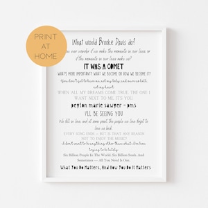 One Tree Hill Ultimate Quote Print - Peyton Sawer Brooke Davis Print - One Tree Hill Poster - Digital TV Prints - TV Quote Prints