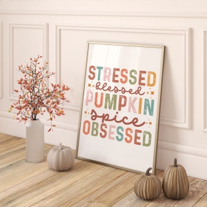 Pumpkin Spice Obsessed Print - Herbst Dekor Wand Drucke - Halloween Herbst Wohn Dekor - Aquarell Kürbis Wand Poster - Herbst Haus Kunst