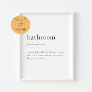 Bathroom Definition Print - Funny Bathroom Prints - Digital Bathroom Wall Art - Toilet Wall Art - Home Print - Prints For The Bathroom