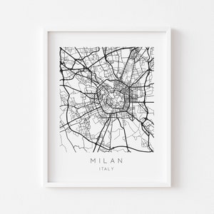 Mailand Karte Druck - Stadt Karte Poster - Mailand Wanddruck - Italien Wand Poster - Minimalistische Schwarzweiß Karte Druck - Wohnkultur