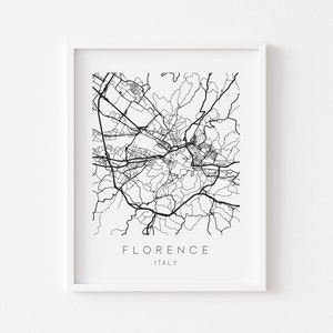 Florenz Karte Druck - Stadt Karte Poster - Florenz Wanddruck - Italien Wandposter - Minimalistische Schwarzweißkarte Druck - Wohnkultur