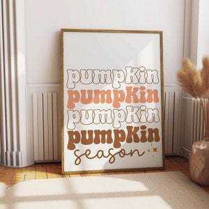 Impressão da temporada de abóbora - Impressões de parede de decoração de outono - Decoração de casa de outono de Halloween - Cartazes de parede de abóbora em aquarela - Arte de casa de outono - Halloween