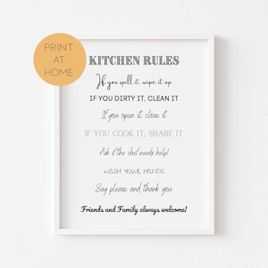 Kitchen Rules Print - Funny Kitchen Posters - Prints For The Kitchen - Home Decor - Home Prints - Prints For The Home - Digital Prints