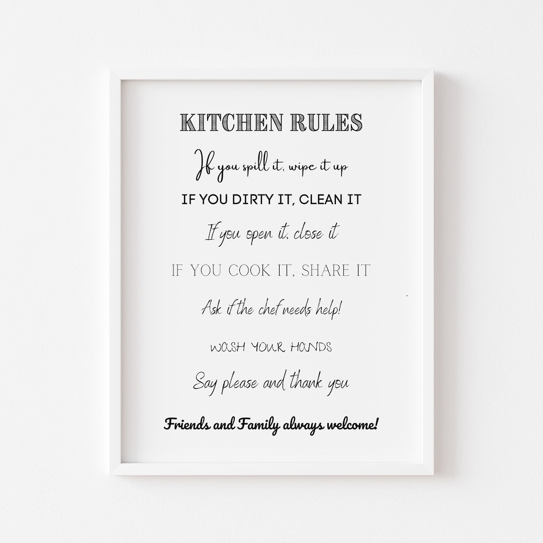 Kitchen Rules Print Funny Kitchen Posters Prints for the Kitchen Home