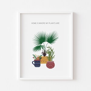 Home Is Where My Plants Are Print - Botanical House Plants - Plant Lover Print - Plant Wall Art - Plant Illustration - Plant Gift Wall Art