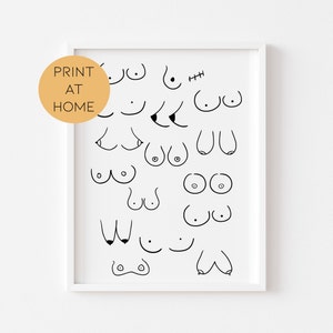 Line Boob Print - Digital Home Prints - Digital Body Empowerment Poster - Gift For Her - Funny Gift For Best Friend - Funny Bedroom Prints
