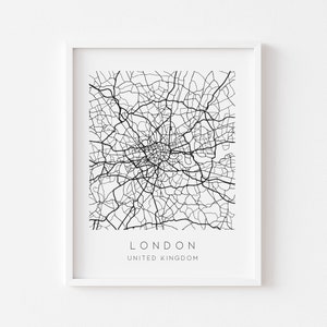London Map Print - City Map Poster - London Wall Print - London UK Wall Poster - Minimalistische Schwarz-Weiß-Karte Print - Home Decor