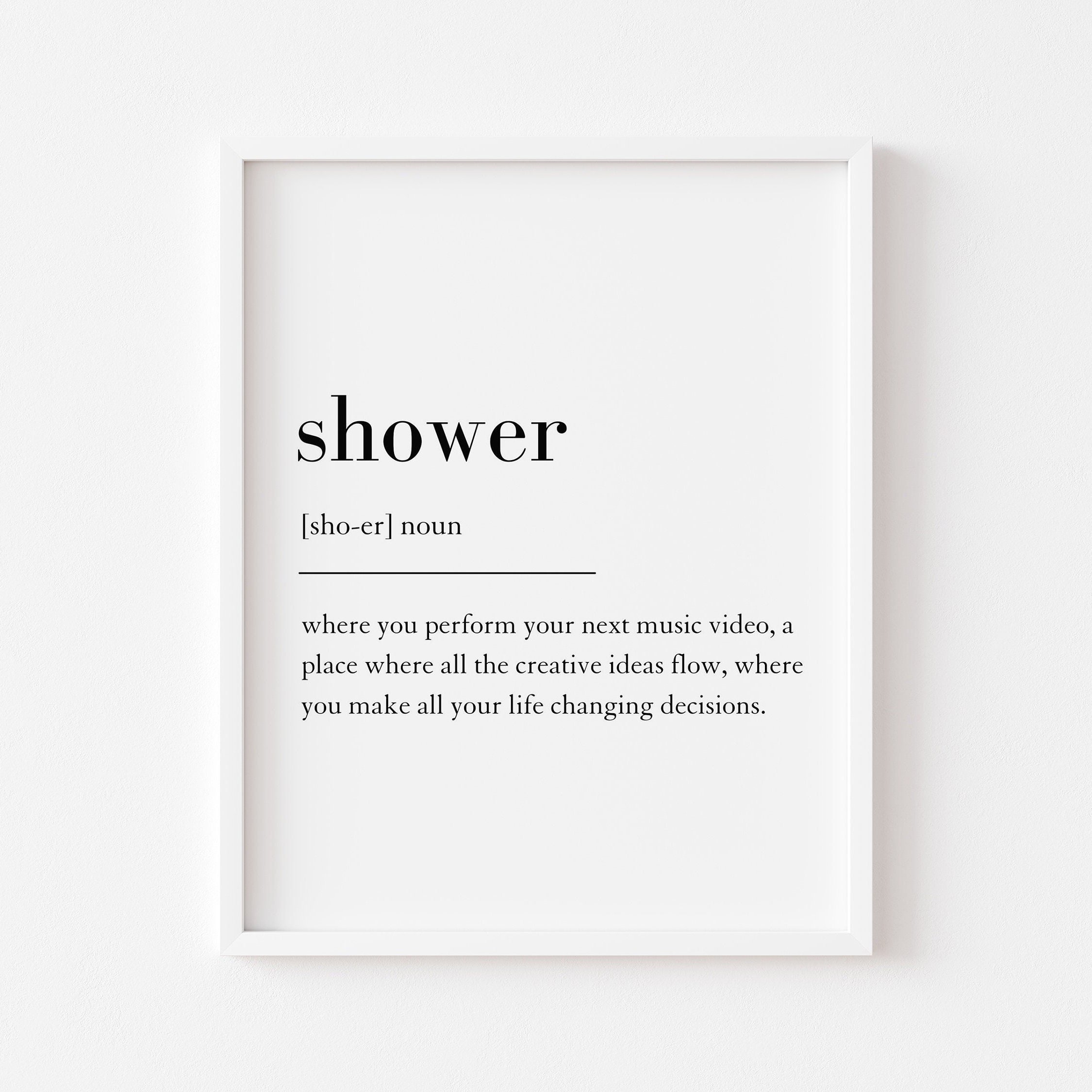Shower Definition Print Funny Bathroom Prints Bathroom Etsy UK