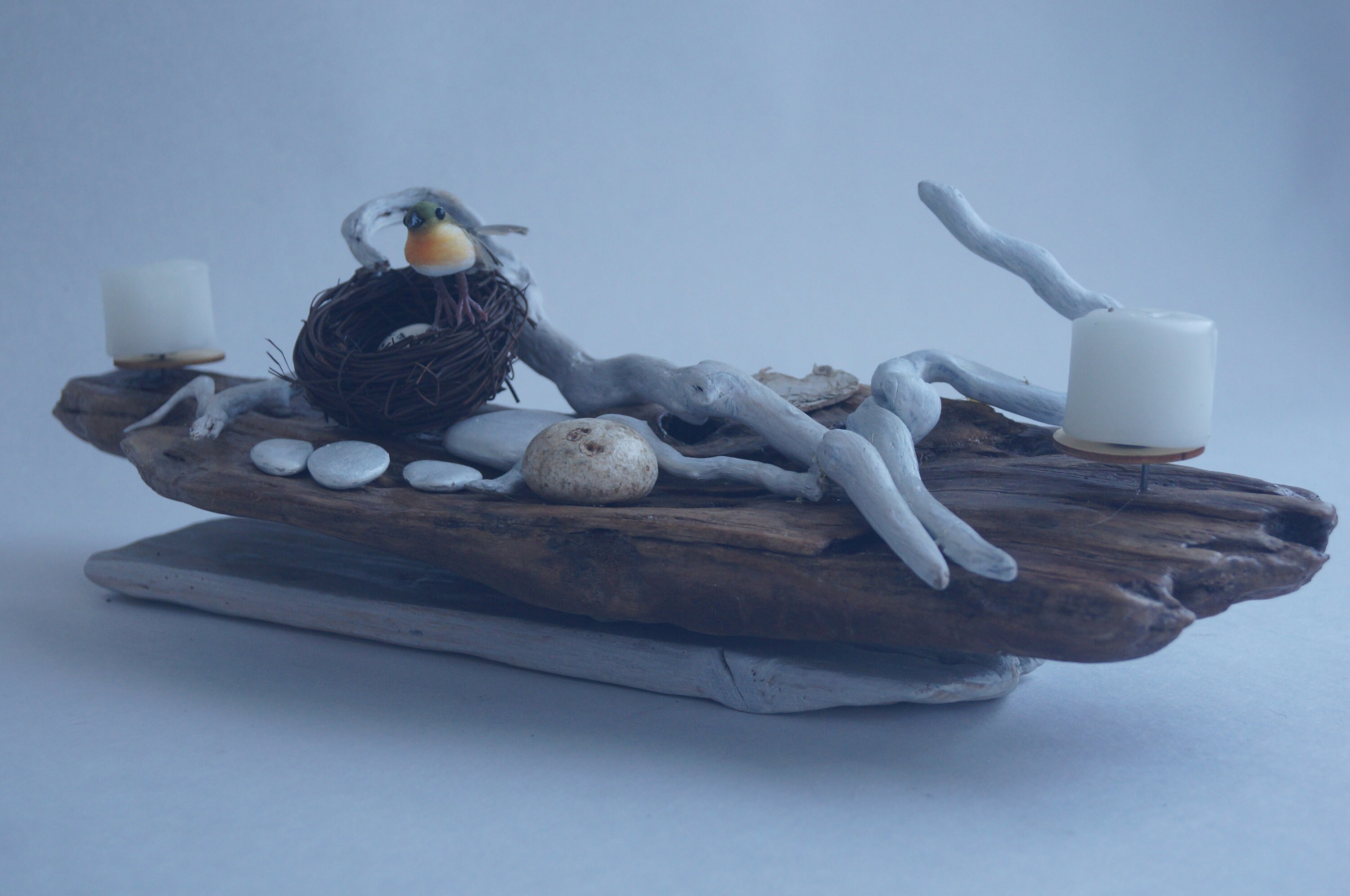 Bougeoir en Bois Flotté Décoratif