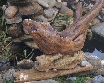sculpture poisson en bois flotté décorative
