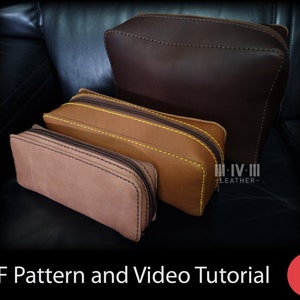 Leather Zip Pouch Pattern Set - PDF Pattern for Leather - Leather Pattern