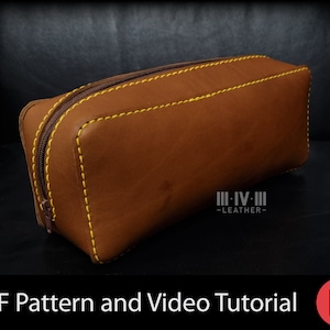 Leather Zip Pouch Pattern - Medium Zip Pouch Pattern - PDF Pattern for Leather - Leather Pattern