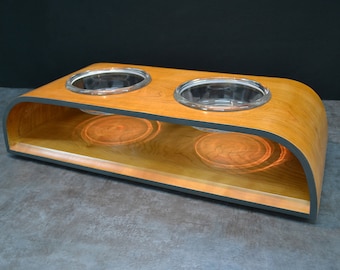 Raised Dog Bowl Feeders- Mid-century Modern Design C