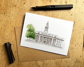 Marylebone Town Hall Illustration Card, anniversery or wedding card, blank inside