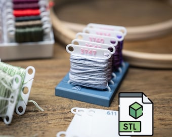 3D Printable Embroidery Thread Bobbin STLs, 747 DMC Colors plus Blanks (DIGITAL DOWNLOAD)