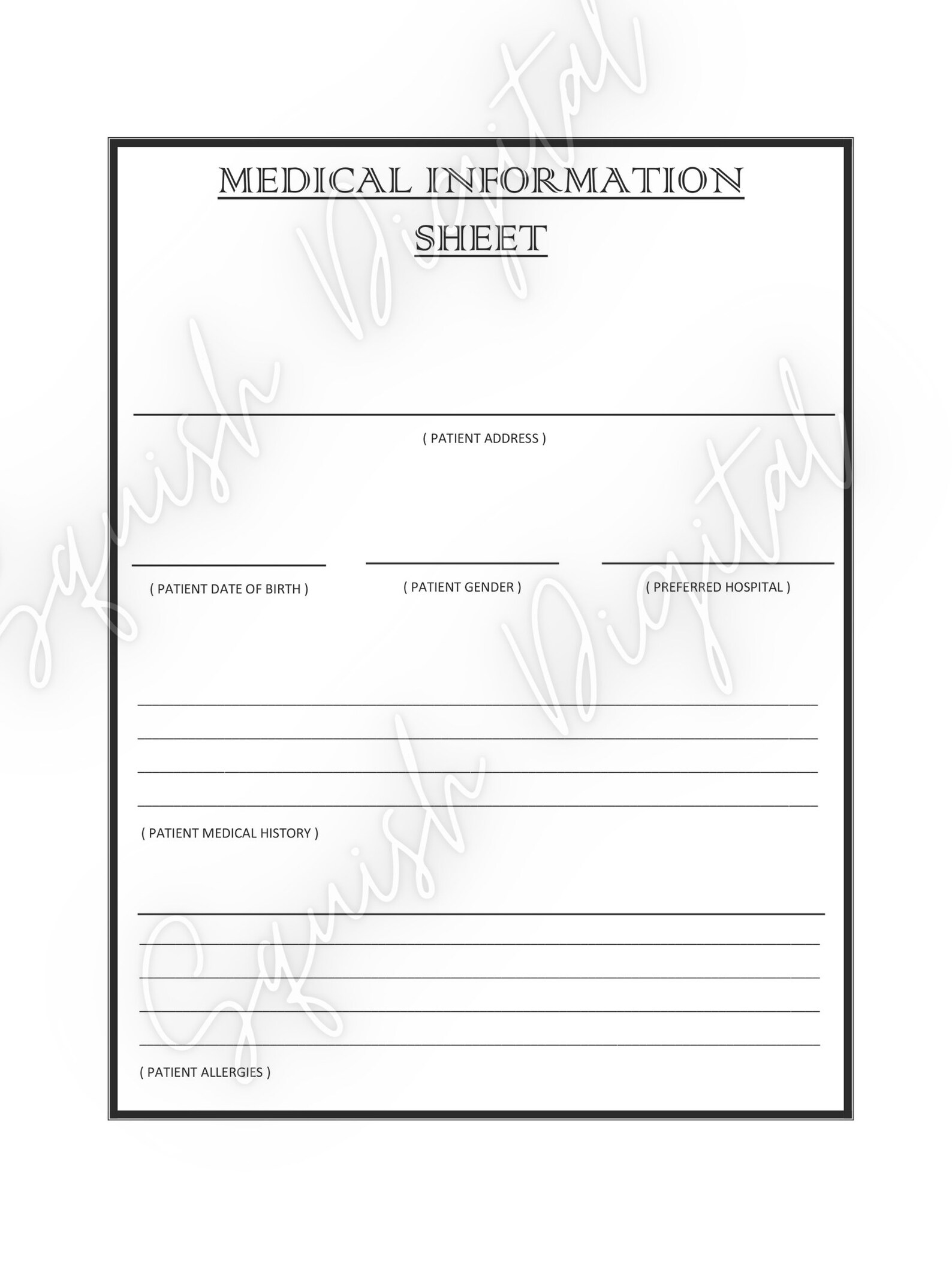 Medical Information Printable - Etsy