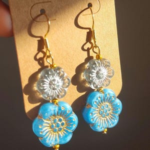Blue flower earrings