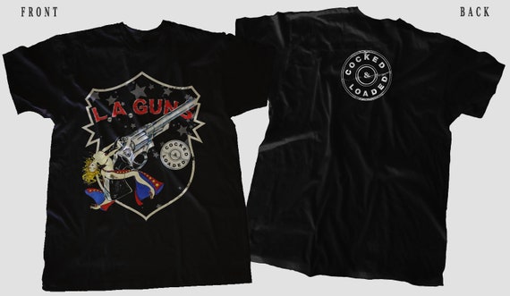 D T G Printer T-shirt L.A. GUNS Cocked 