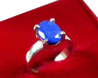 Blue Lapis Lazuli Handmade Silver Ring, Lapis Lazuli Cut Gemstone, 925 Sterling Silver Ring, Wholesale Jewelry, Lapis Ring, Gift For Her.