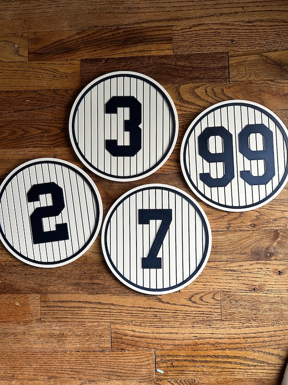 New York Baseball Retired Number Wall Plaque | Bronx Baseball Wall Decor | 3D Printed Fan Cave Gift
