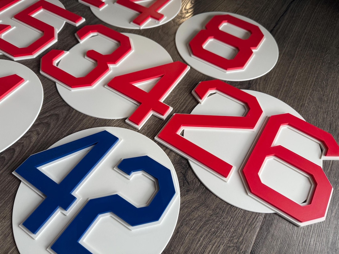 Boston Baseball Number Wall Plaque | Retired & Active Numbers | 3D ...