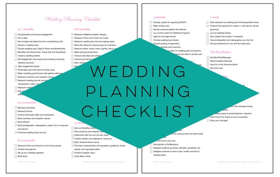 Printable Wedding Planning Checklist Wedding To do List Month to