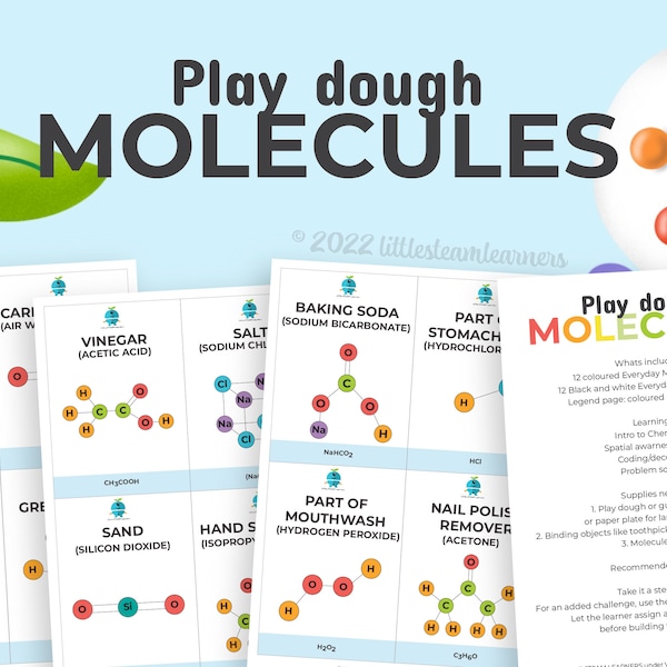 PlayDoh Molecules | Science Printables | Homeschool Curriculum | STEM Activity for Kids | Instant Digital Download | Learning Resources Kids