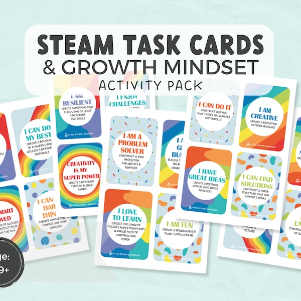 Creative Activity Cards & Positive Affirmations (6-9 yrs) | Printable • First Grade • Second Grade • Third Grade | STEM • Tinkering • Crafts