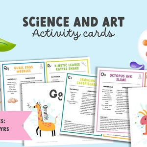 Cartões de atividades de ciência e arte | Cartões ABC | Ensino em casa | Ciência e STEM para crianças | Download Digital Instantâneo | Atividades de jardim de infância