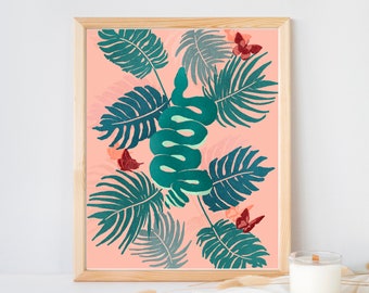 Snake and Butterfly Digital Print