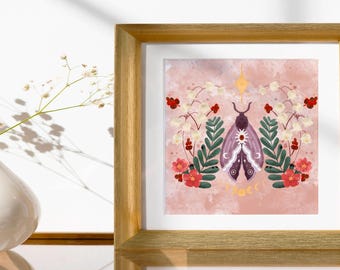 Moth Celestial Lilly of the Valley Digital Print