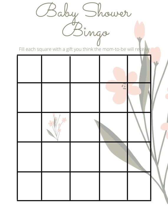 Baby Shower Bingo Printable Etsy