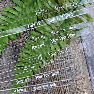 Personalized Clear Acrylic Cake Topper Sticks: Wedding, Cupcake, Party Favors - Set of 25