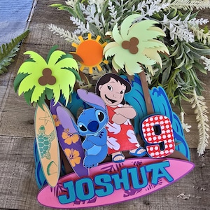 Personalized Hawaiian Cake Topper: Lilo & Stitch Birthday Party Decor