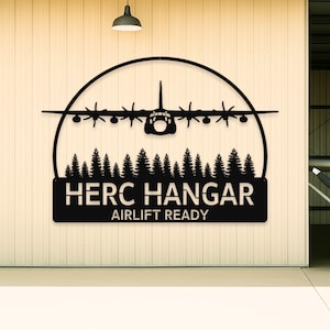 Metal C-130 Sign, C-130H Hercules Airplane Decor, Custom Pilot Name, Aircraft Plaque, Pilot Gift, Air Force C130 Decor, Aviation Wall Art