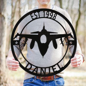 Metal Jet Fighter Sign, Personalized Usaf Pilot Sign, Jet Fighter Art, Military Plane Decor, Airforce Art, Usaf Pilot Gift