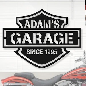 Custom Motorcycle Sign, Personalized Harley Name Plaque, Man Cave Decor Metal Wall Art, Gift for Man, Harley, Motorcycle Workshop Sign