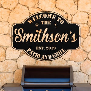 Personalized Family Name Metal Patio Sign - Custom Sign for Patio - Garden and Backyard Wall Art - Last Name Patio Sign - Father&#39;s Day Gift