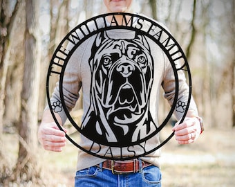 Cane Corso Metal Name Sign, Corso Dog House Decor, Custom Dog Sign, Front Door Welcome Sign, Family Name Sign, Dog Lover Gift