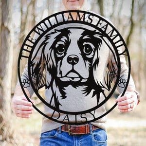 Cavalier King Charles Spaniel Metal Name Sign, Cavalier Dog House Decor, Dog Sign, Front Door Welcome Sign, Family Name Sign, Dog Lover