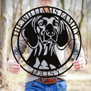 Vizsla Metal Name Sign, Viz Dog House Decor, Custom Dog Sign, Front Door Welcome Sign, Family Name Sign, Dog Lover Gift