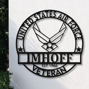 Custom Air Force Metal Name Sign for Air Force Vet, Family Sign, Airforce Gift For Veteran, Usaf Officer Retirement Gift Ideas