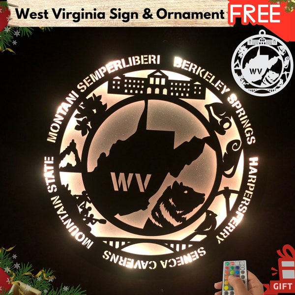 Custom West Virginia Wall Art Neon Led Lights, WV Metal Mountain State Sign, Almost Heaven Decor, Christmas Gift, Charleston Ornament