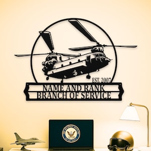 Ch-47 Helicopter Name Sign, Ch47 Chinook Helicopter Wall Art, Aviation Decor, Retirement Gifts for Military Pilot Veteran