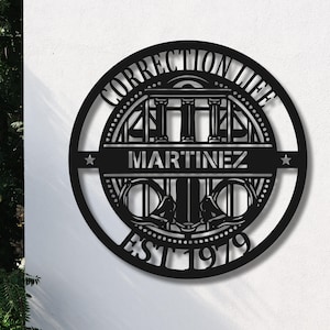Correction Officer Name Sign - Personalized Law Enforcement Sign - Thin Blue Line - Police Officer Gift - Correction Bureau Decor