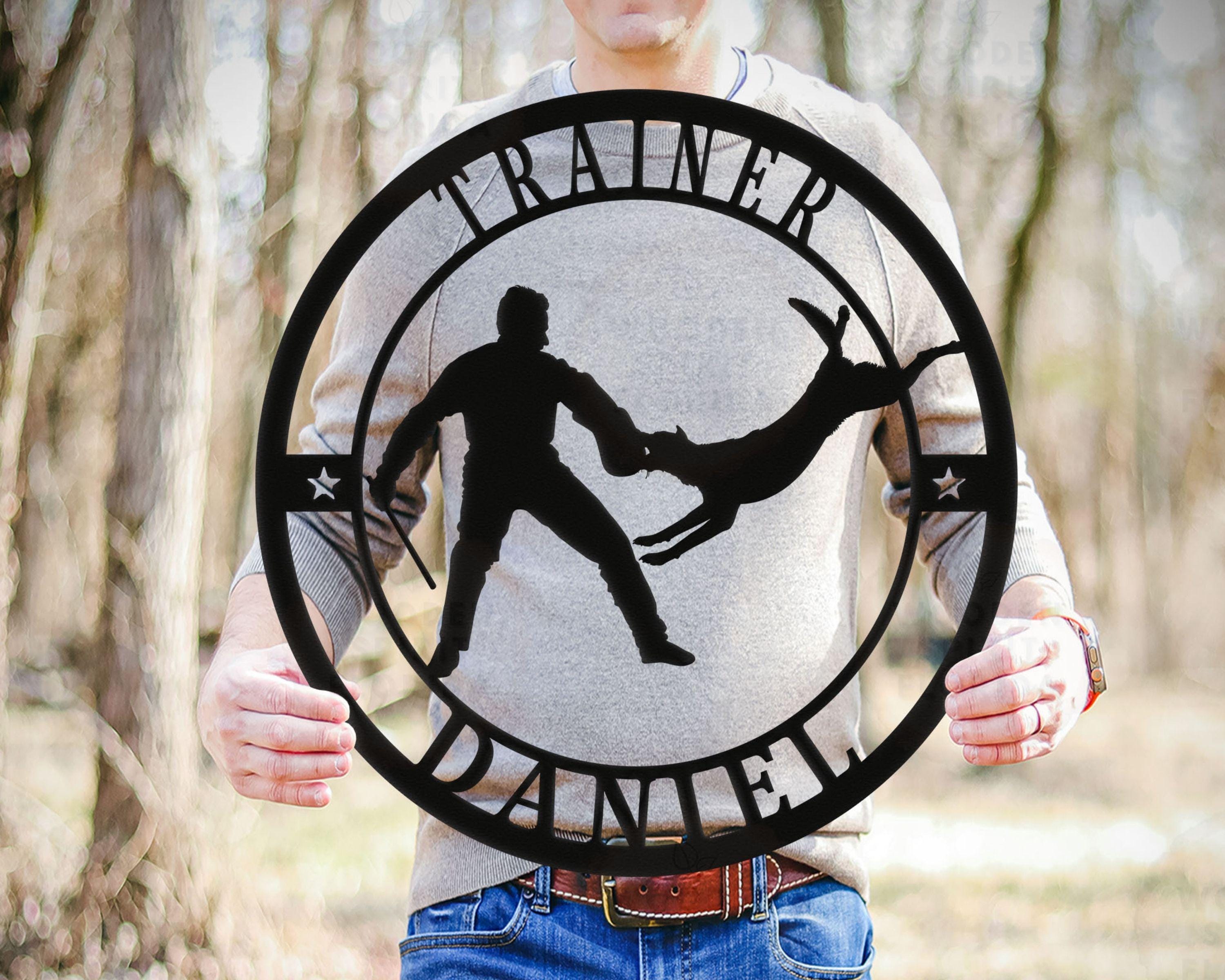 Custom Dog Trainer Metal Name Sign, Personalized K9 Dog Training