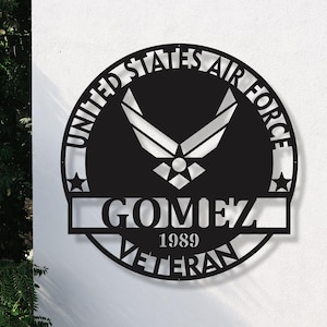 Custom Air Force Metal Name Sign, Christmas Usaf Wall Decor - Air Force Logo Metal Yard Sign - Airforce Veteran Gift, Personalized Usaf Sign