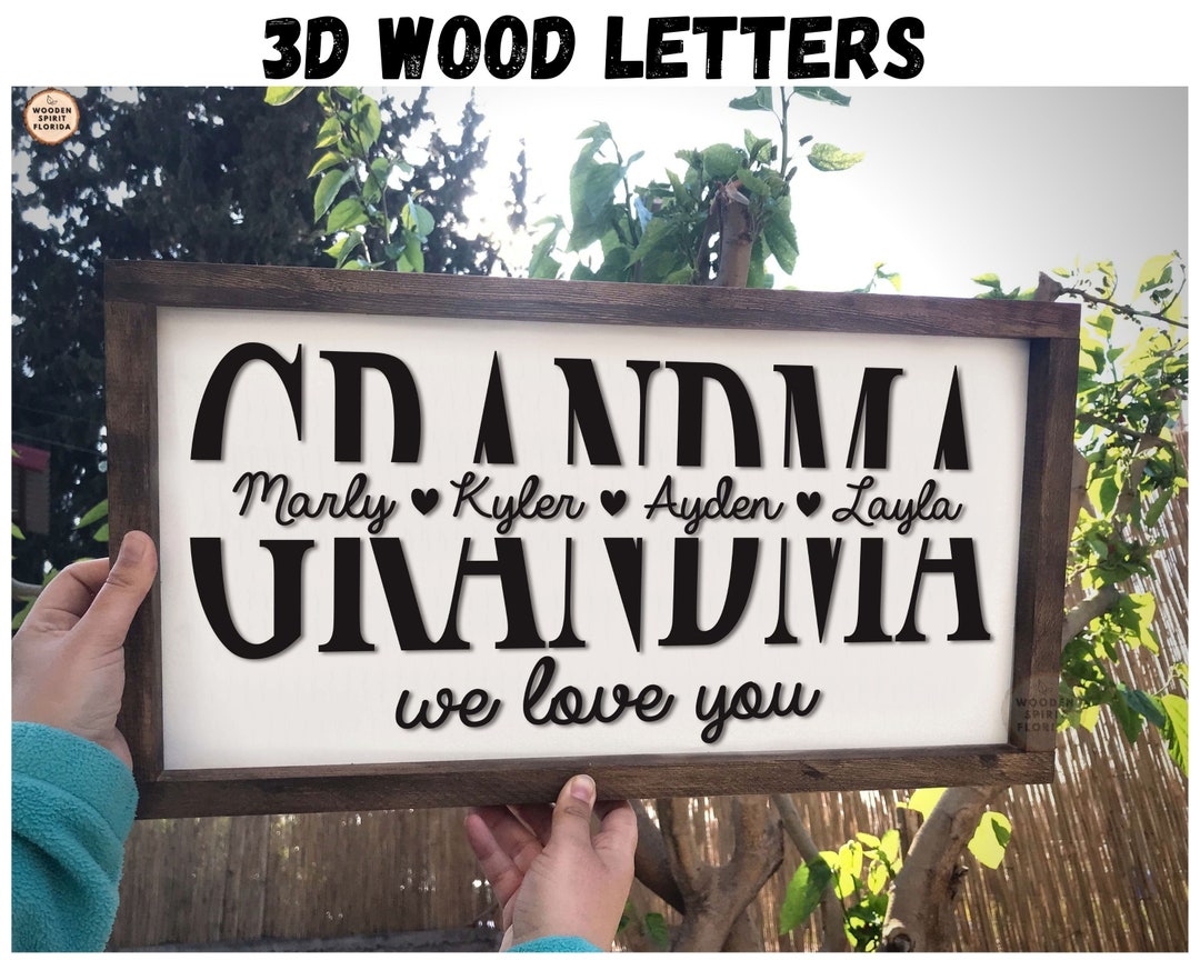 Unique Wooden Wall Decor Sign for Grandma Memaw Nanny With Kids Names
