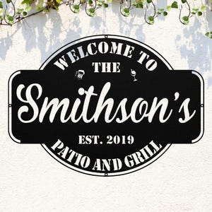 Custom Patio Bar Sign - Metal Patio Sign - Welcome Home Bar Designs - Outdoor Kitchen Grilling Wall Decor - Airbnb Signs